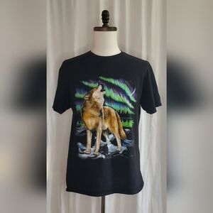 Vtg Timberwolf/Wolf Delta Pro Weight T-shirt Unisex Large Black Neon Psychedelic